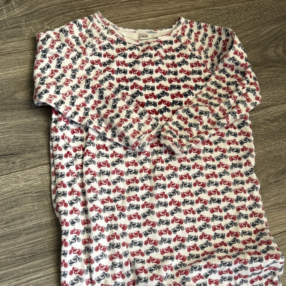 Triumph Kids Footie Pajamas with Red and Black Motocycles